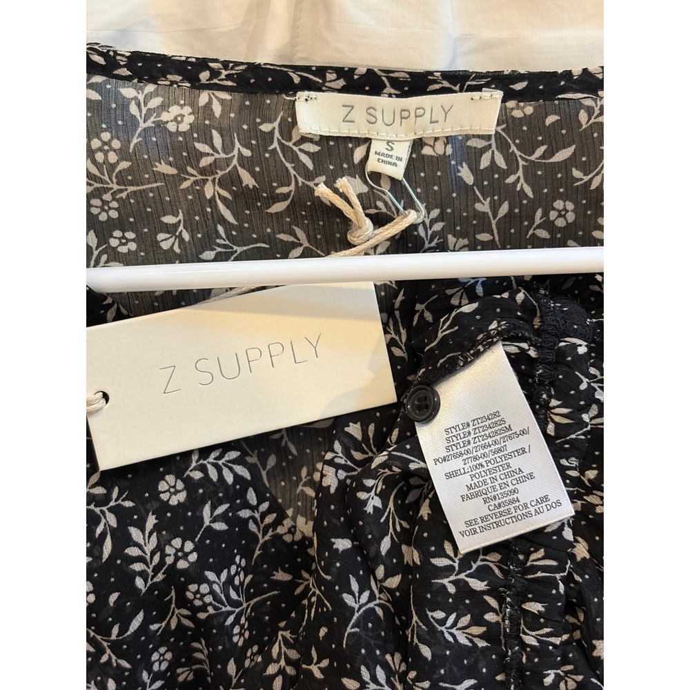 NWT Small Floral Y2K Crop Top Long Sleeve Sheer Coquette Fairy Grunge Z Supply - Picture 4 of 4